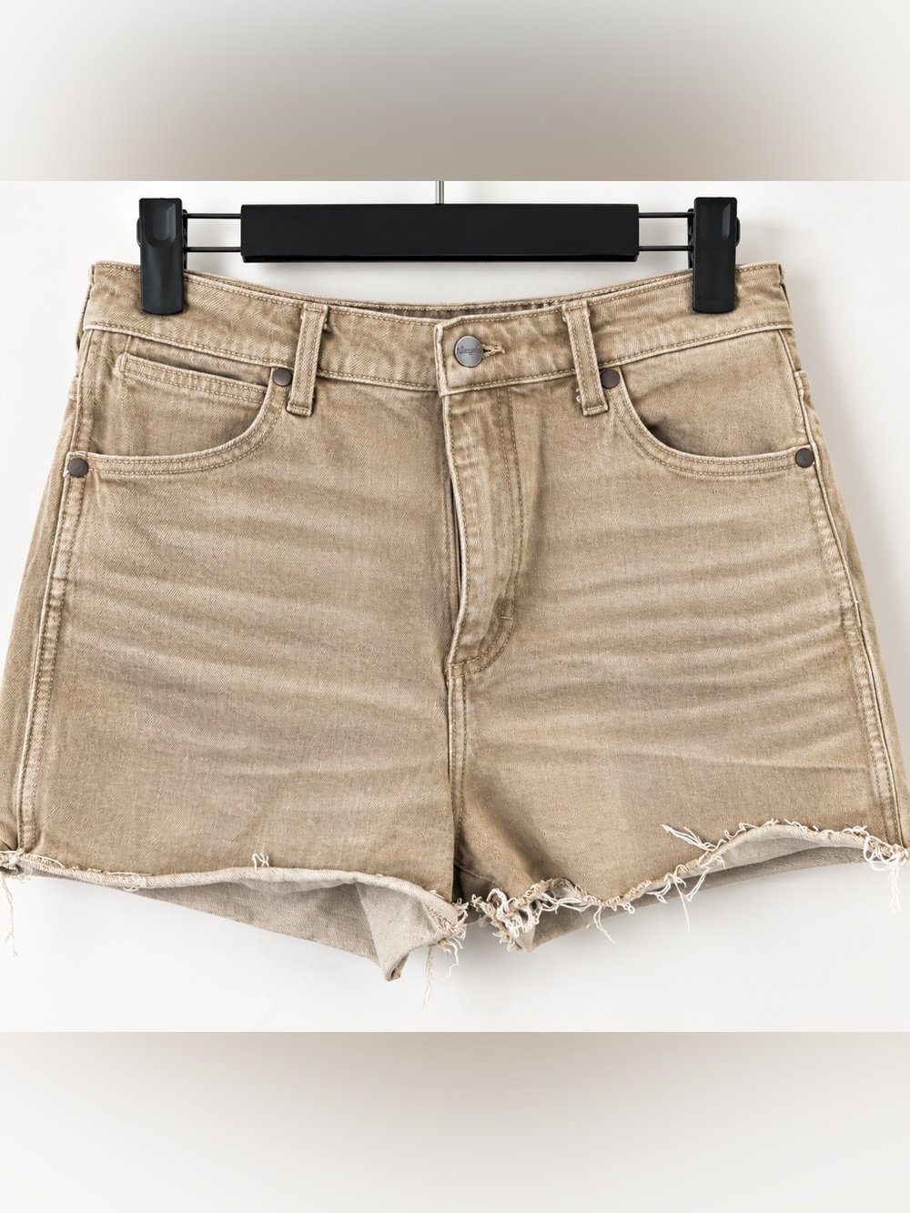 Women's Wrangler High-Rise Frayed Hem Denim Shorts - Taupe